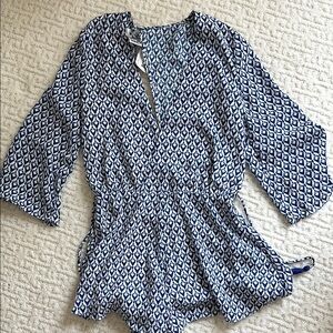 Olivaceous Blue and White Patterned Romper - NWT